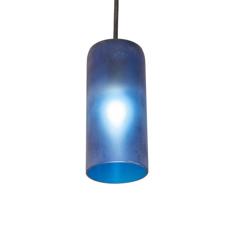 Luminaire suspendu à cylindre simple 1 lumières, H 75 po x l 5 po x P 5 po, Bleu givré