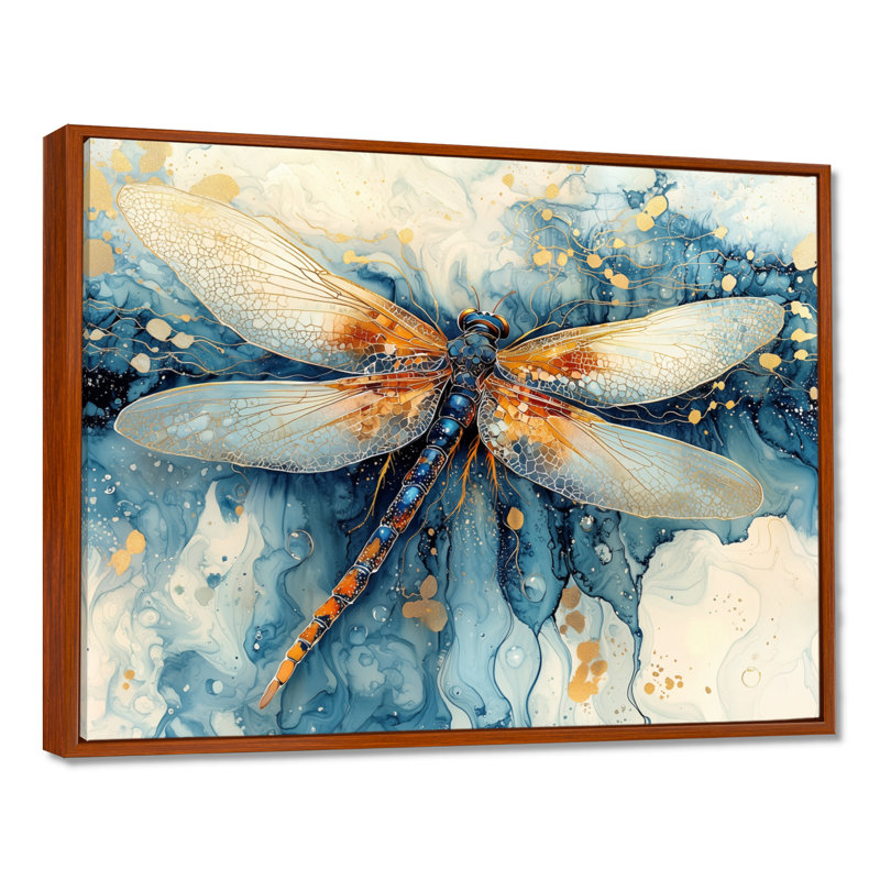 Art moderne moderne libellule aquarelle Serenade III - Libellule, H 30 po x l 40 po, Impression encadrée flottante, Natural