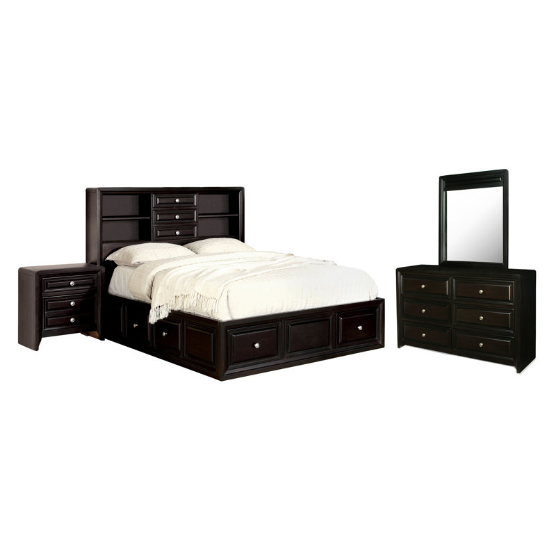 Ensemble de chambre avec grand lit en bois 4 pièces Emis