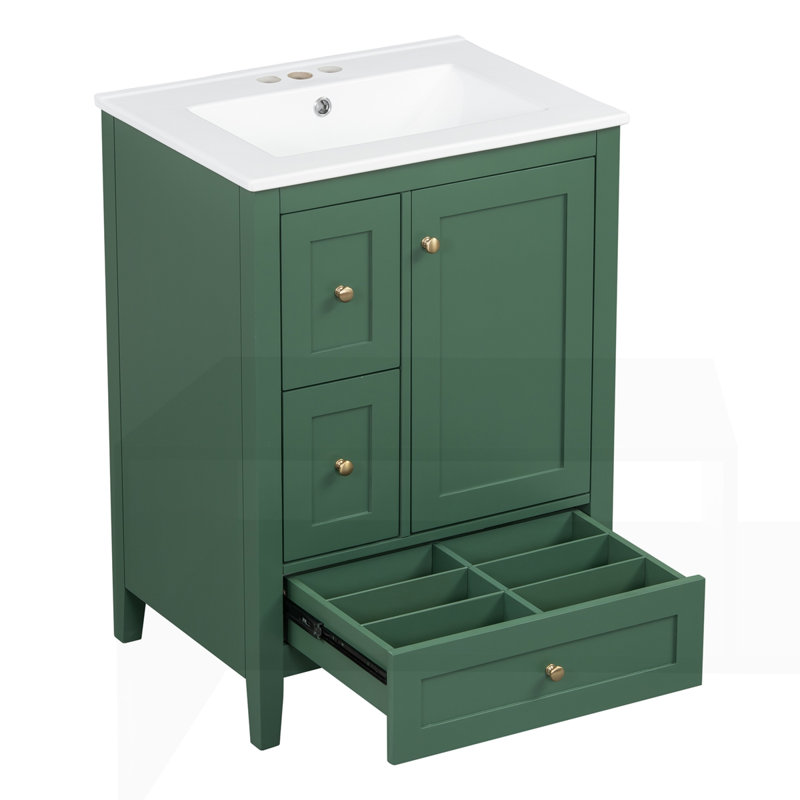 Meuble-lavabo 24 po avec rangement, Vert foncé