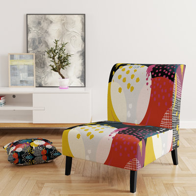 Fauteuil de chambre rembourré multicolore à motif de cercles multicolores