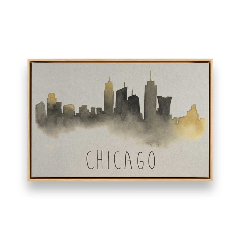 Chicago Skyline Fade, H 12,75 po x l 18,75 po, Cadre flottant, Érable américain