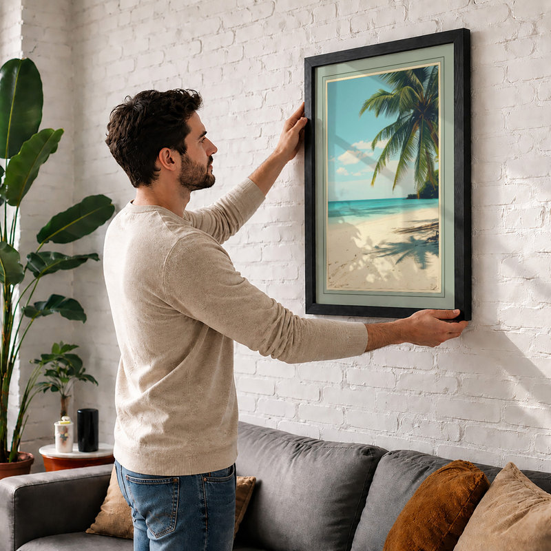 Tropical Palm At Rest Coastal - Print, A1 - 84.1 x 59.4 cm, Black