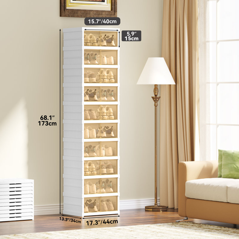 20 Pair Stackable Shoe Storage Cabinet