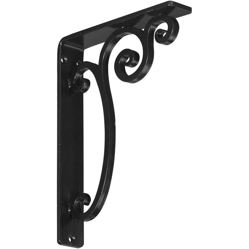 Support en fer forgé Avery, H 10 po x l 1,5 po x P 7,5 po, Noir