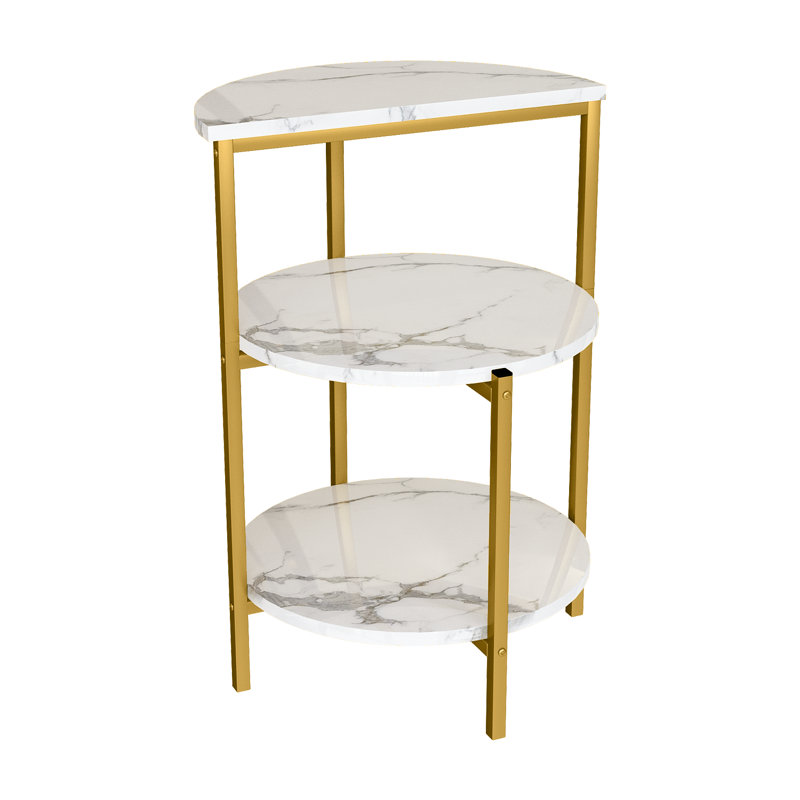End Table, White, Gold