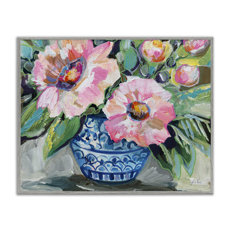  «Pink Gerber Daisy Bouquet», estampe numérique par Jeanette Vertentes, H 24 po x l 30 po, Estampe numérique Farmhouse