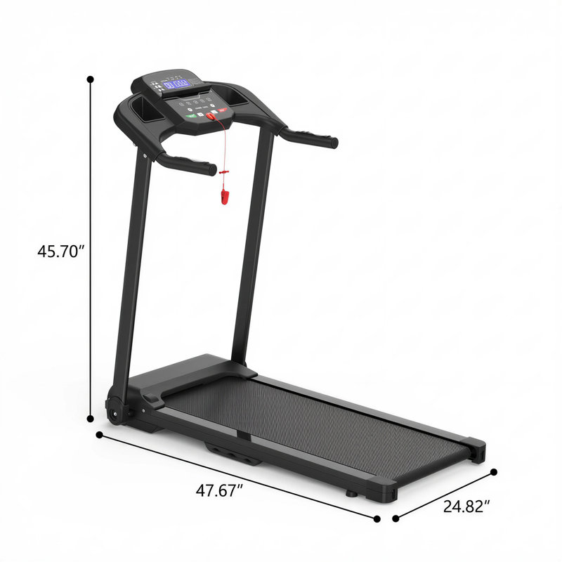 Tapis roulant électrique pliable de 2,5 CV avec tapis roulant pliable pour la salle de gym à domicile, capacité de poids maximale de 265 lb, noir