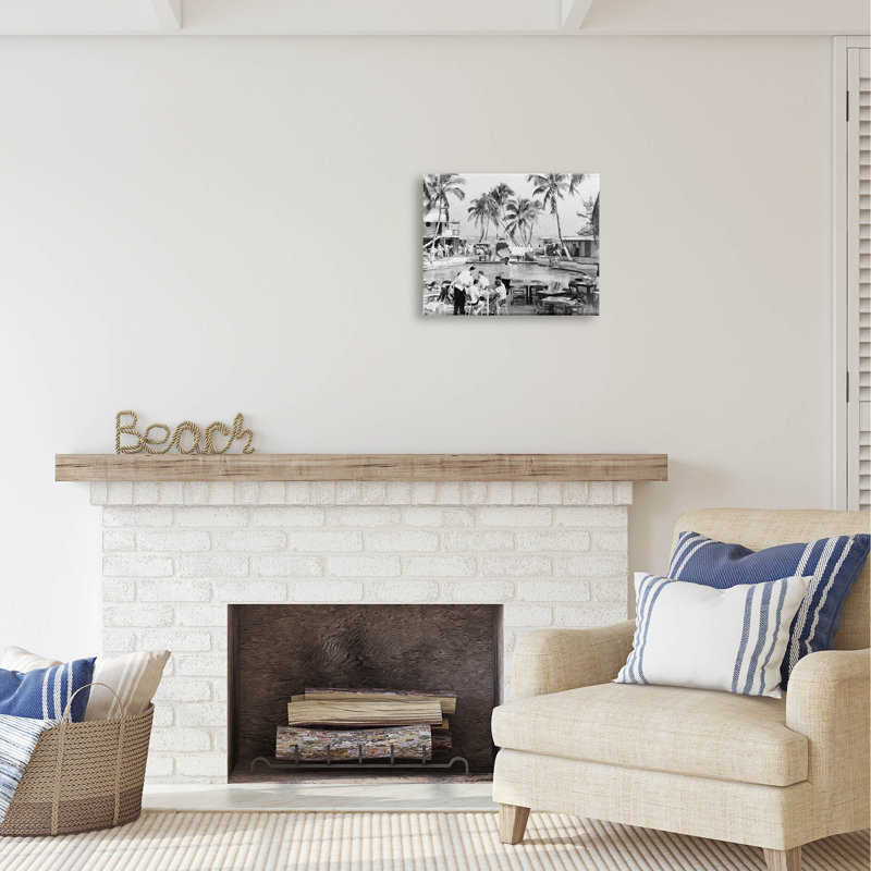Au-469-Canvas " Vintage Tropical Beach Resort " by Graffi*Tee Studios, 16" H x 20" W x 1.5" D