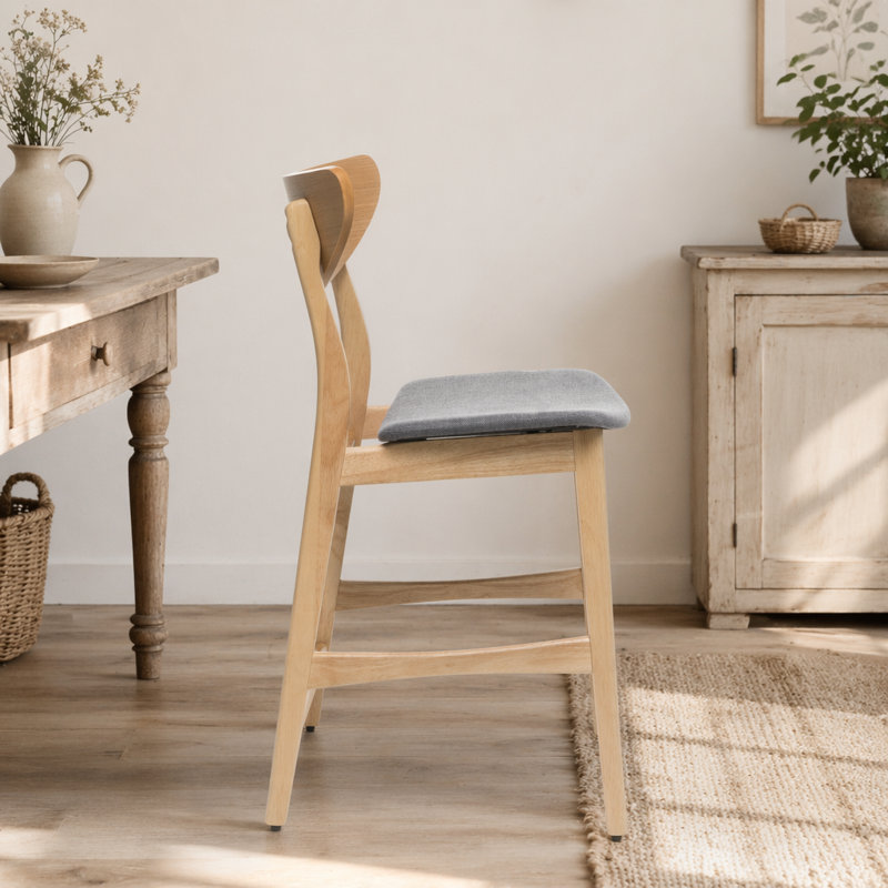 Chaise à hauteur de comptoir, Gris foncé, Chêne