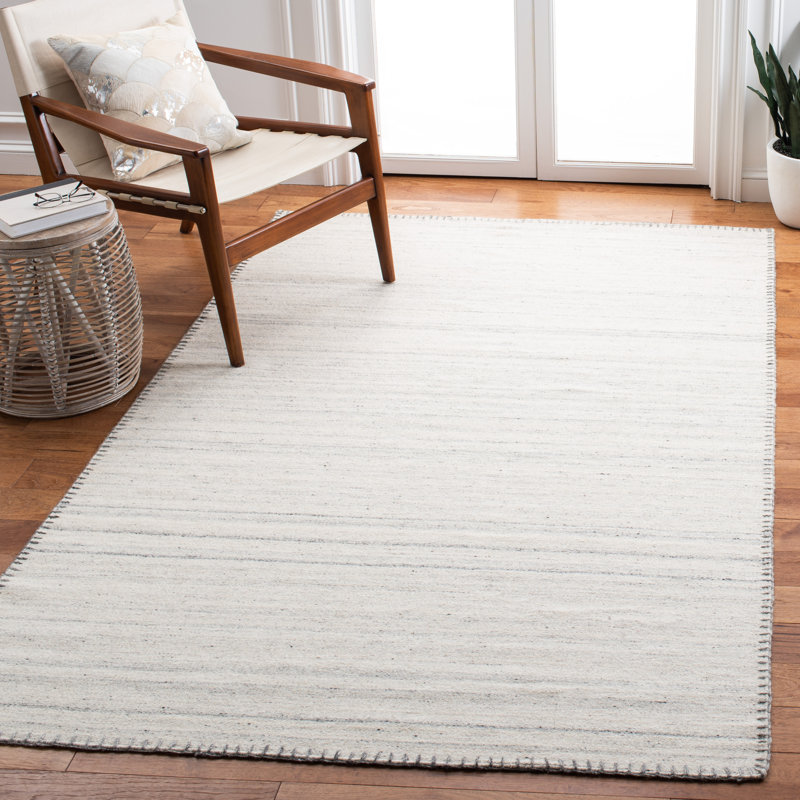 Tapis en laine / coton à tissage plat Gramm en beige / gris clair, Rectangle 6 pi x 9 pi