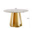 Table de salle à manger sophistiquée en marbre à texture moderne avec base en acier inoxydable pour une utilisation polyvalente dans la salle à manger