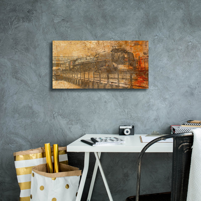 «Epic Graffiti», art mural sur toile «Rustic Train» par Dante Plata, 24 po x 12 po