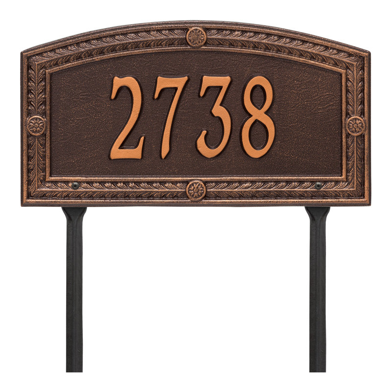 Plaque d'adresse personnalisée sur 1 ligne Hamilton, Cuivre antique, Oui