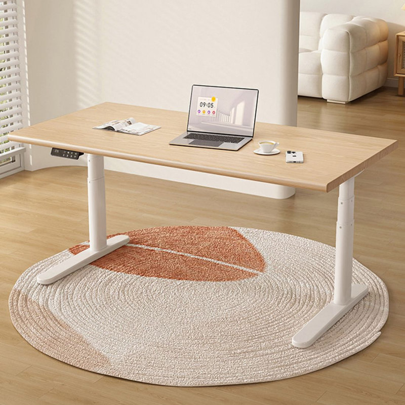 Solid Wood Electric Height-Adjustable Desk Home Study Height-Adjustable Desk, 24.41" H x 62.99" W x 27.56" D