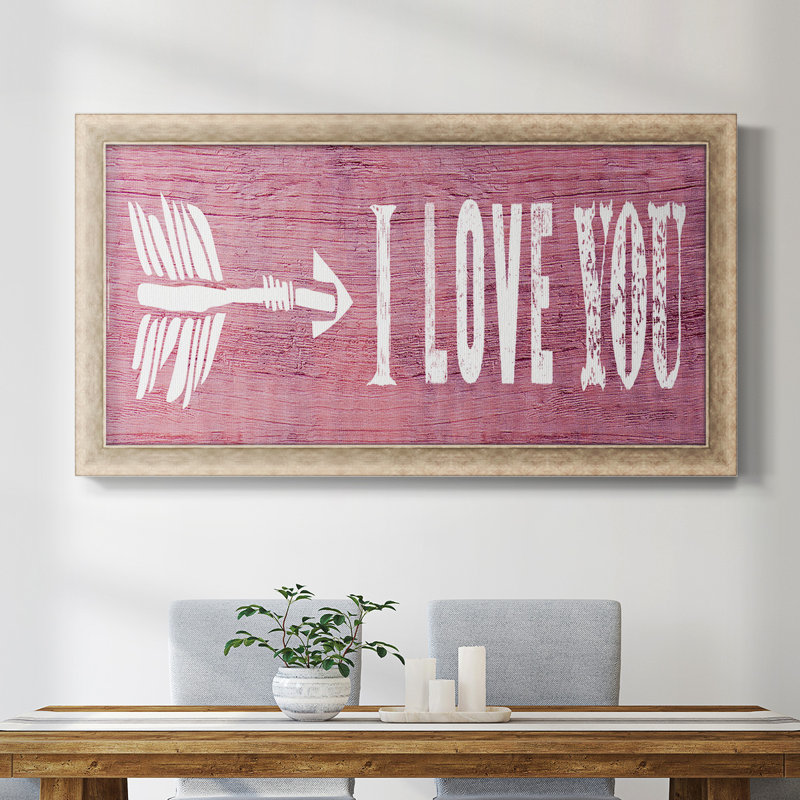 «I Love You», toile encadrée de qualité supérieure - prête à être accrochée, H 21 po x l 37 po x P 1,25 po