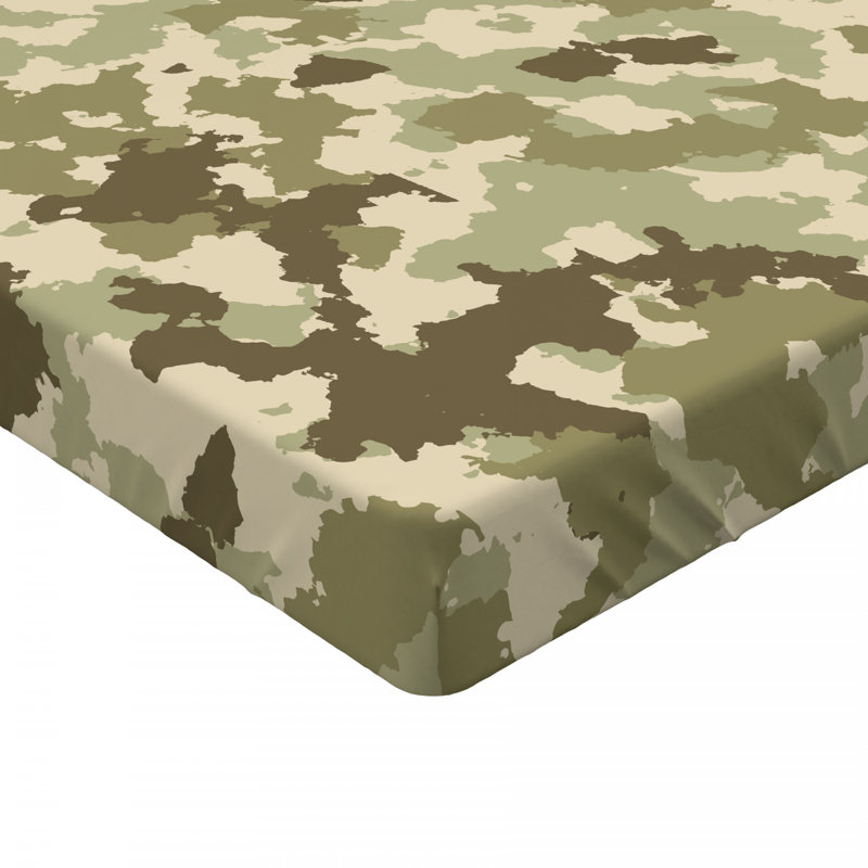 Retro Camouflage Microfibre Jersey Knit Fitted Sheet, European Kingsize (160 x 200cm)
