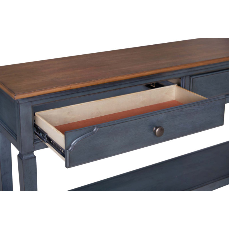 Americana 60 Inch Sofa Table, No Assembly Required, Corduroy Finish for Easy Stylish Living