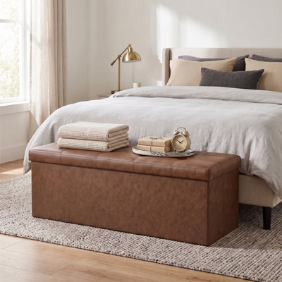 Banc de rangement avec repose-pieds 43 pouces