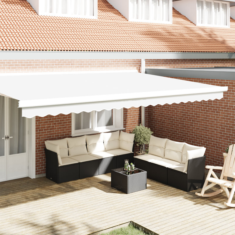 VidaXL 20cm D Retractable Patio Awning, 480 cm W x 20 cm D, White