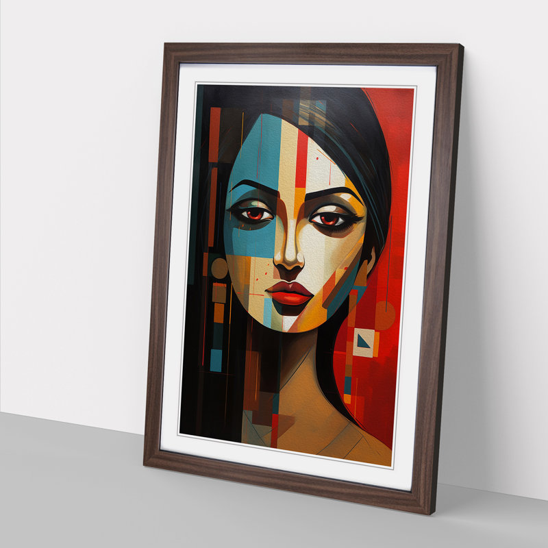 Indian Woman Constructivism - Framed Print, Walnut Framed, 64cm H x 46cm W x 2cm D