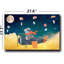 Ours volant et ballons, art mural en toile de pin pour enfants - 27,6 po x 17,7 po