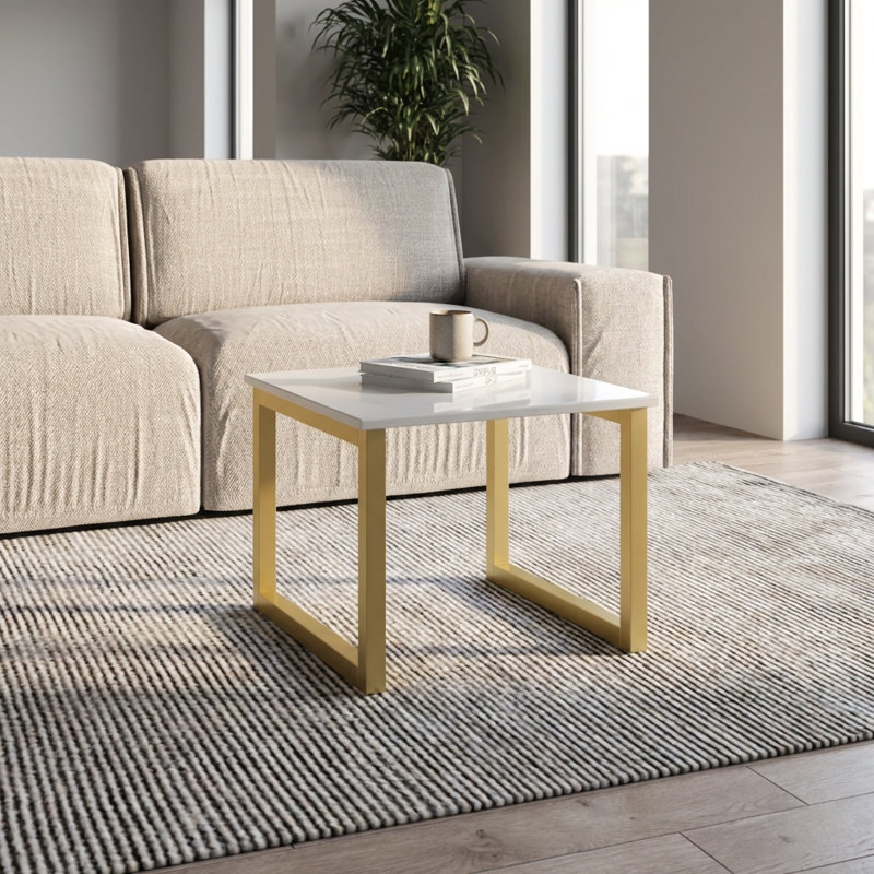 Edwill 23.6" Coffee Table with High Gloss Finish, White
