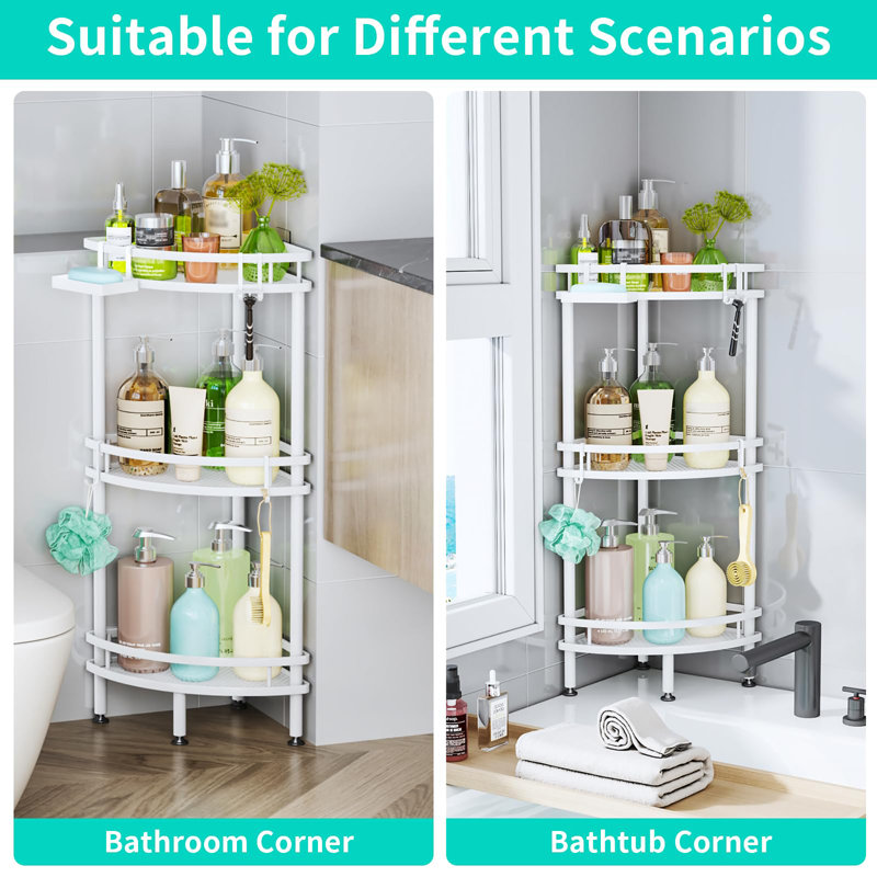 Freestanding Stainless Steel Shower Caddy, White