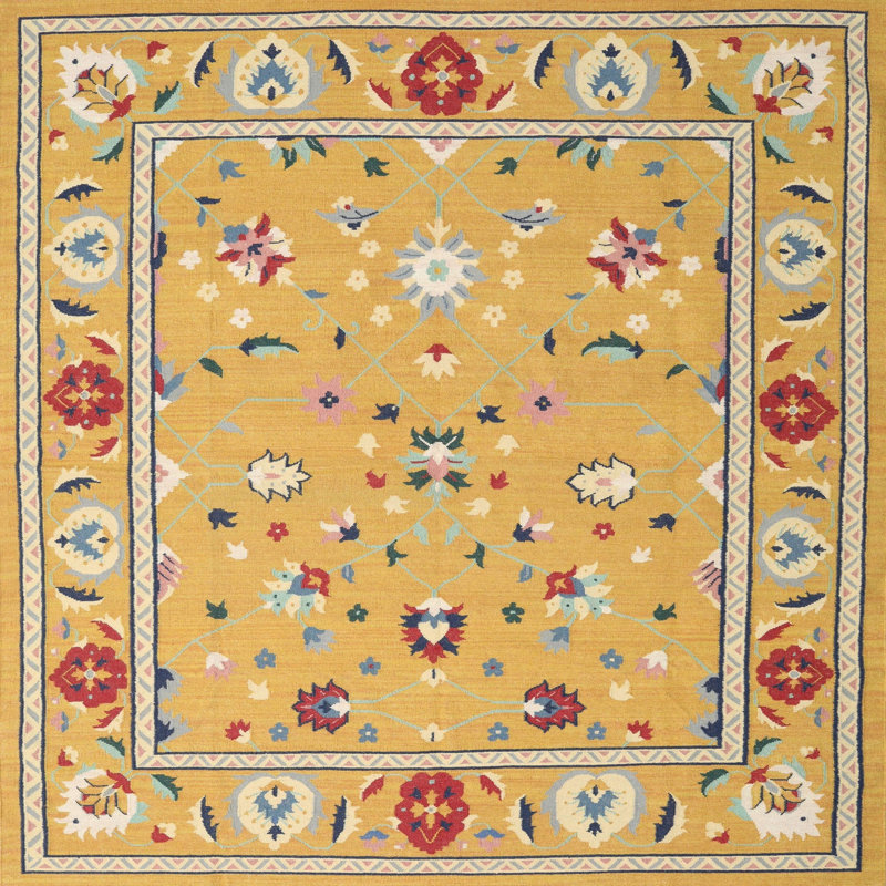 Tapis brun/orange/rouge contemporaine, Carré 7 pi x 7 pi