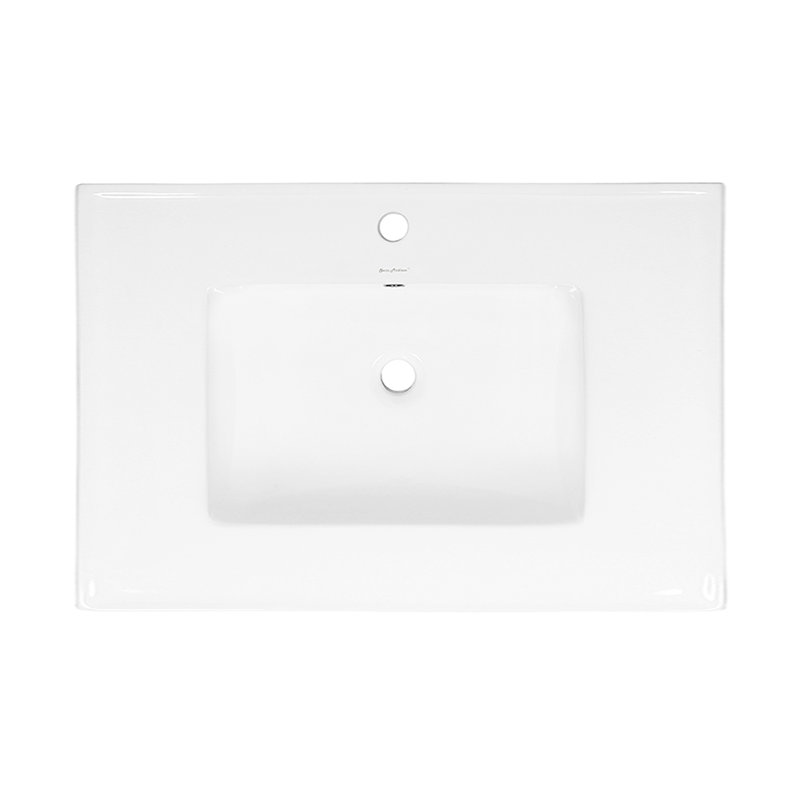 36 comptoir de meuble-lavabo en céramique, Blanc lustré, Trou unique