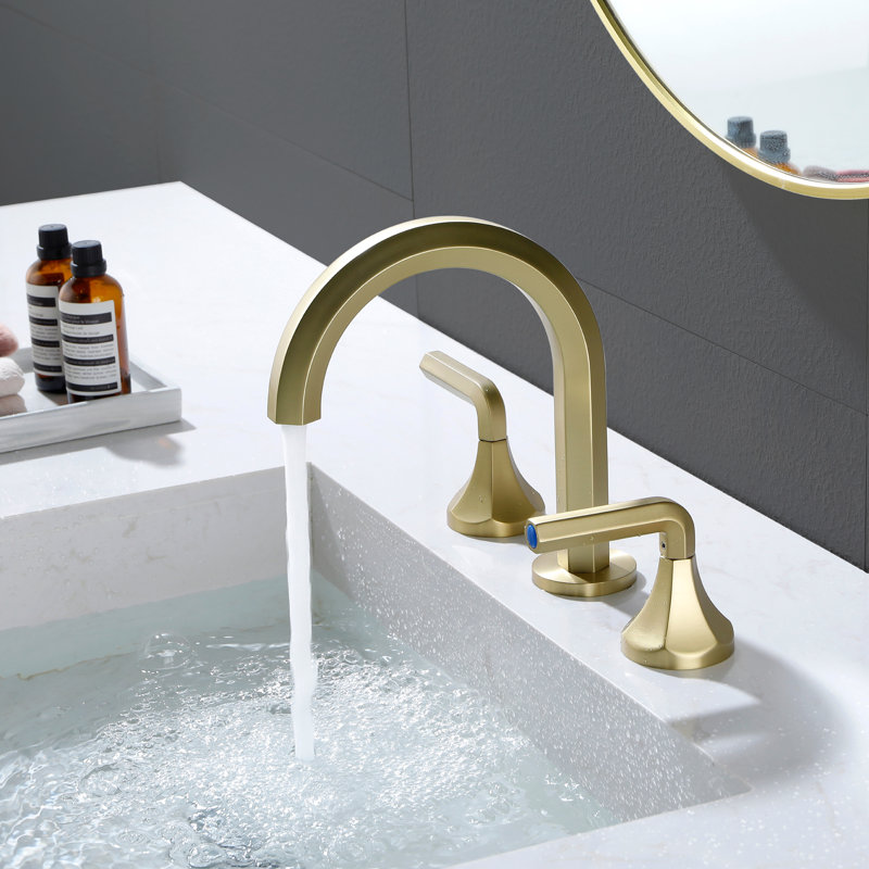 Widespread 2-handle Bathroom Faucet, Brushed Gold