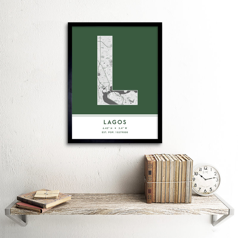 Lagos Nigeria City Map - Single Picture Frame Typography