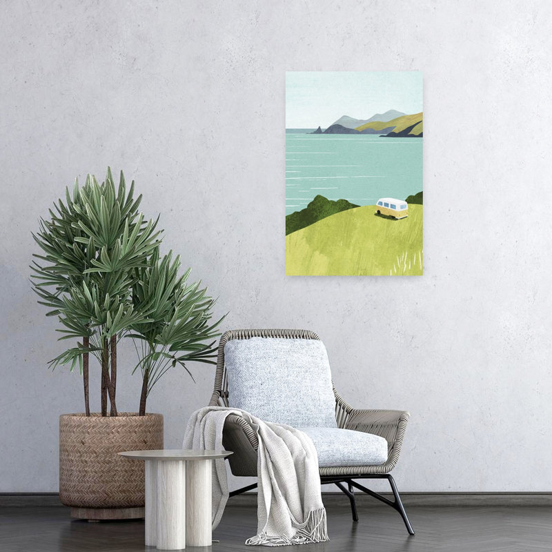 Art contemporain, paysage côtier abstrait, H 24 po x l 16 po