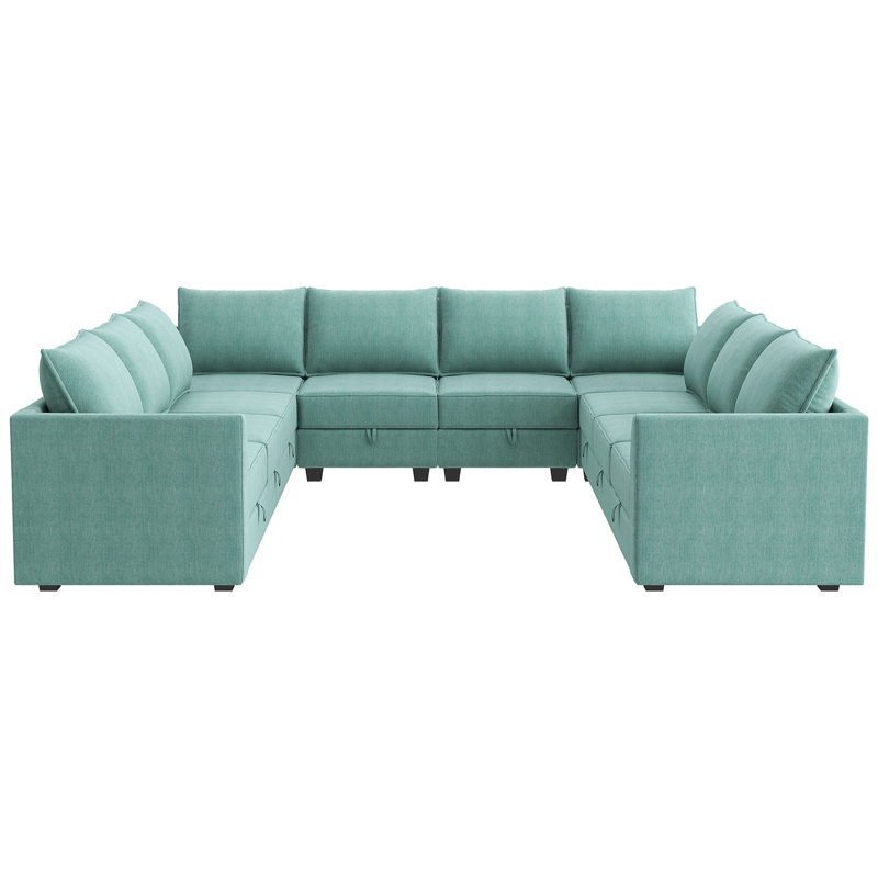 Très grand canapé modulaire d'angle modulaire, Polyester bleu