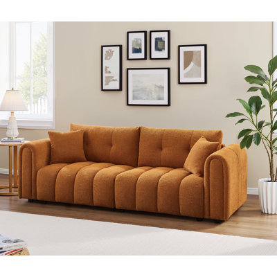 91.5'' Modern Tufted Sofa With Boucle Upholstery