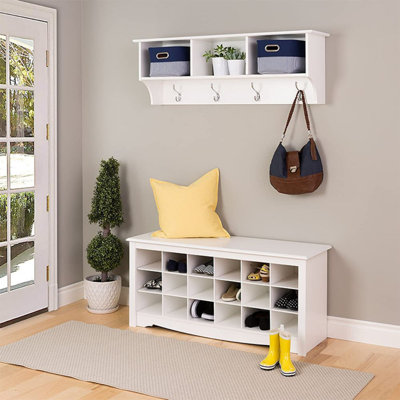 Carabelle Wall Mounted Coat Rack, Clothing Rack, Wall Coat Rack, Wood Coat Rack, With 4 Hooks