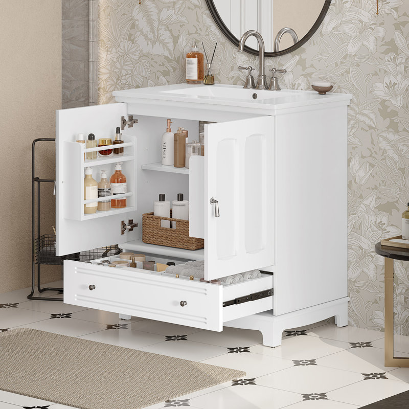 Meuble-lavabo 30 po avec lavabo en céramique, Blanc