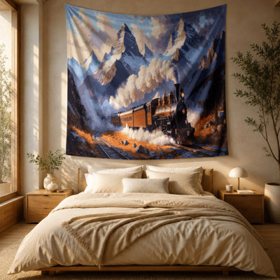Transporation Mountain railway scenes Wall Tapestry