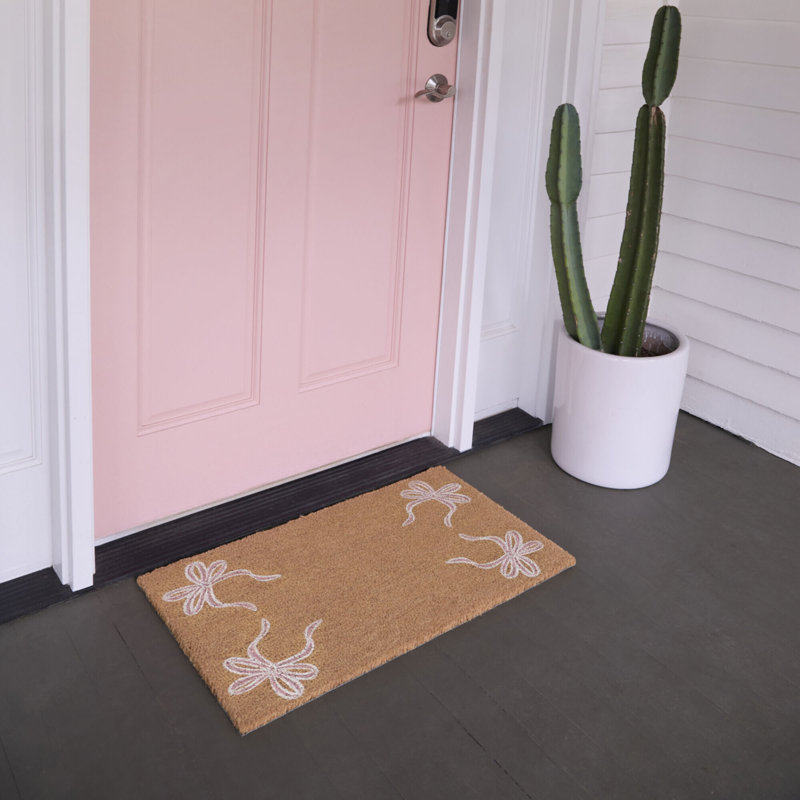 Ribbons Border Doormat, Pink/Brown