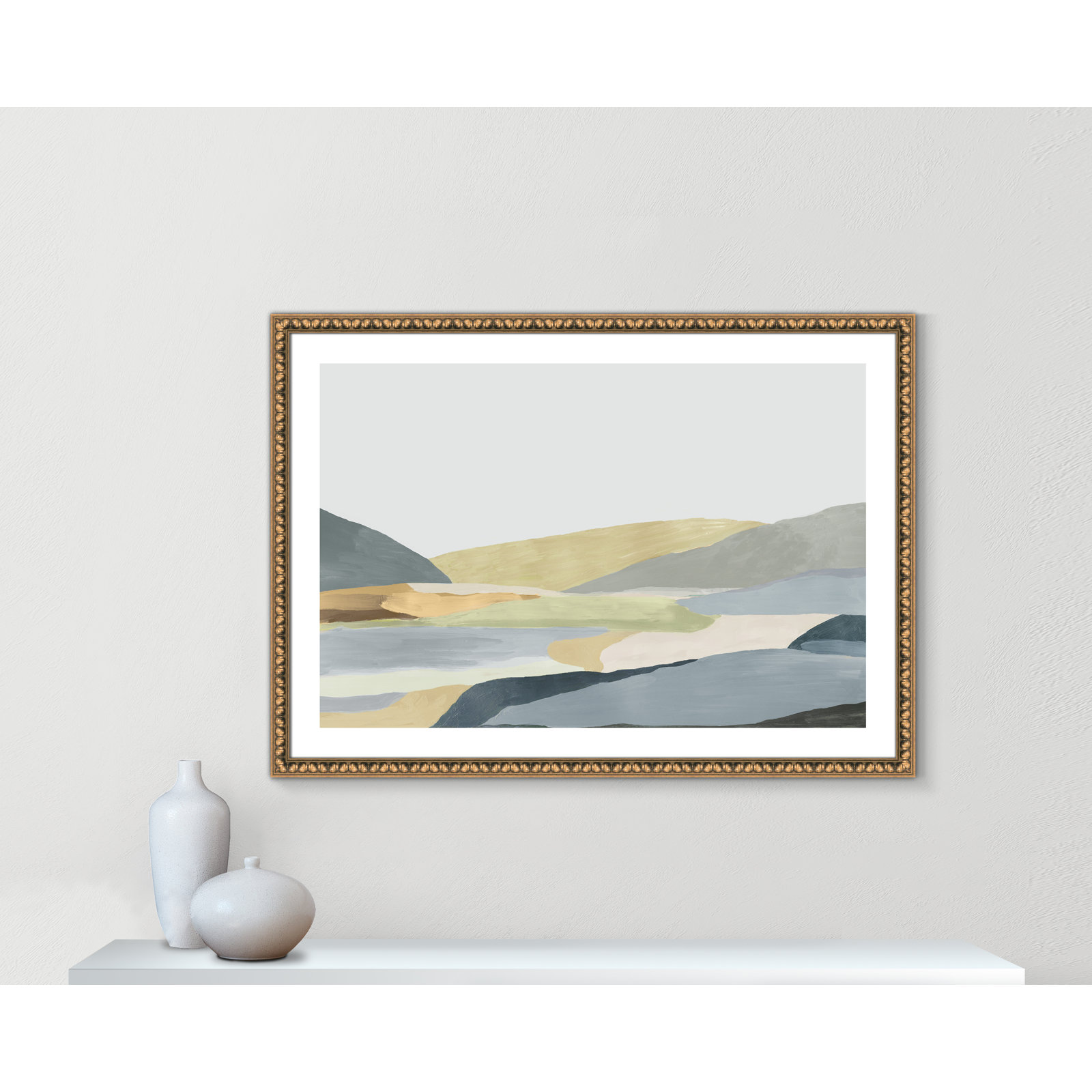 Blair "Warm Hills II" Painting, 30.5" H x 42.5" W x 1.13" D, Gold Bead Framed Paper