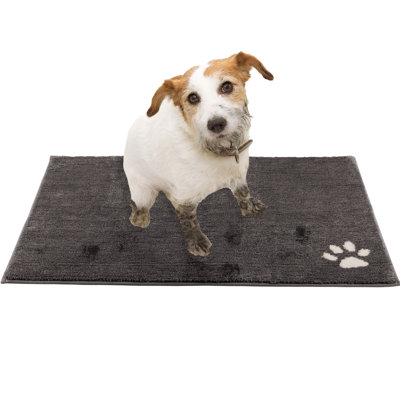 Dog Door Mat  Entryway Rug with Non-Slip Back - Super Absorbent Microfiber Dog Mat for Muddy Paws, Wet Shoes, and Dog Bowls - Machine Washable Mud Mats for Dogs by PETMAKER 