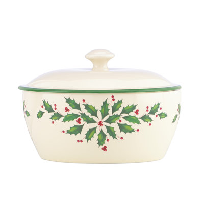 Ceramic Oval Hosting the Holidays Covered Casserole with Lid
