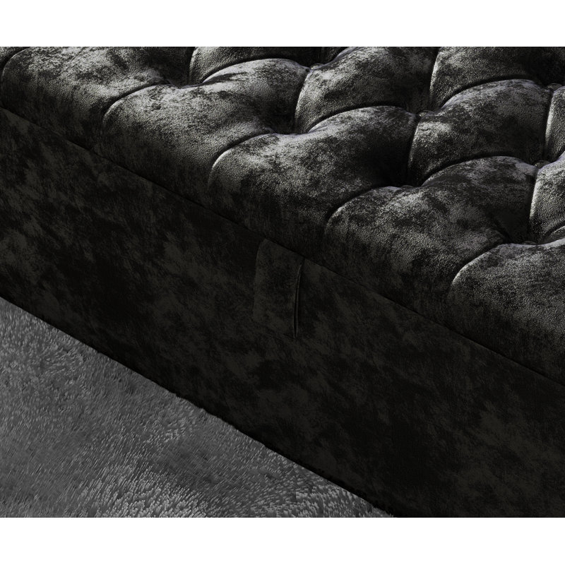 Felica 102cm Wide Tufted Rectangle Storage Ottoman with Hydrolic Arm, Black