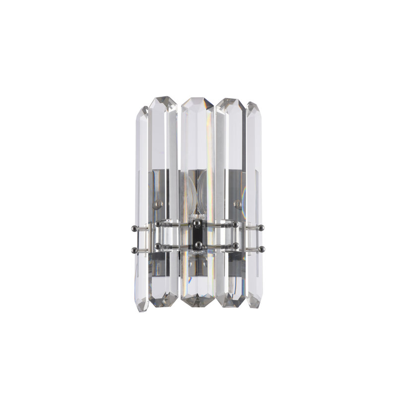 Giusti 1 Light Chrome Wall Sconce With Crystal Accents, Chrome