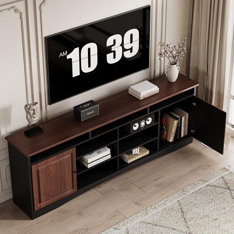 78'' Media Console TV Stand for TVs up to 85" with Open Shelf and Storage Cabinet