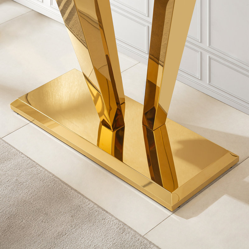 Bomen 46.85'' Console Table, White, Golden