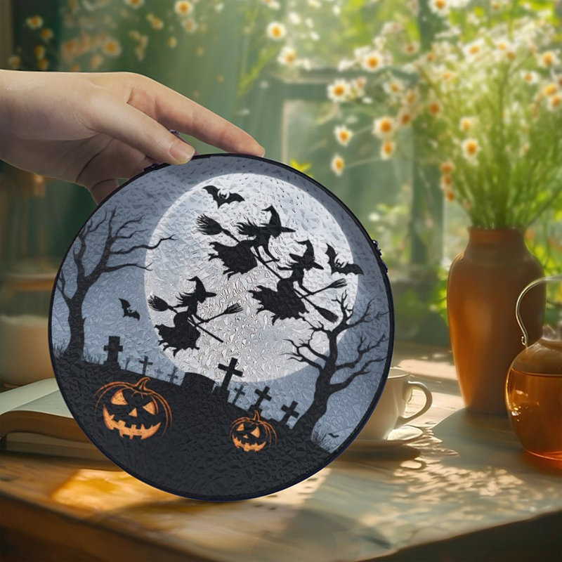 Panneau de verre Bat Witch, 3,5 x 3,5 po (9 x 9 cm)