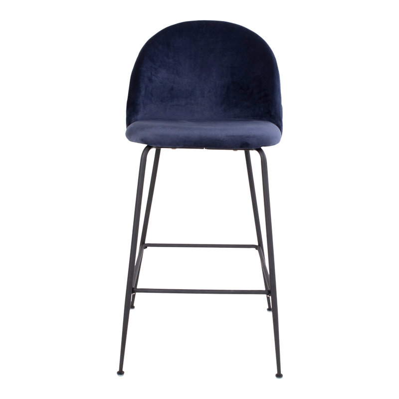 Pontefract Upholstered Counter Stool with Metal Frame, Black, Blue