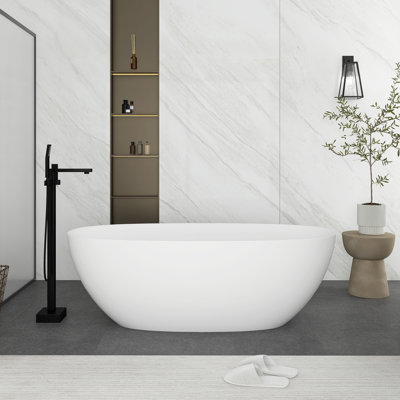 65'' x 29.5'' Freestanding Soaking Solid Surface Bathtub