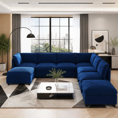Modular Sectional Sofa, Convertible Sofa Seat With Storage, Sleeper Sectional Sofa Set, Fabric Flexible Modular Combinations for Living Room(8seats)